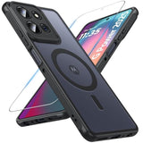 For Motorola Moto G Power 2025 Case Magnetic,Translucent Matte Compatible With Magsafe [-Grade Protection] With Screen Protector Shockproof Protective Case For Moto G Power 2025-Black