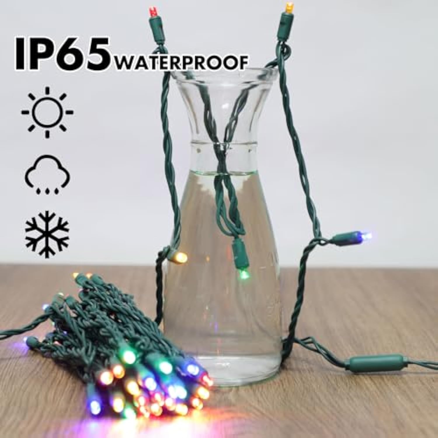 50Led String Lights,Led Christmas Lights,6" Spacing,Green Wire,Multicolor,Commercial Grade