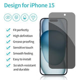 [2+2 Pack] Iphone 15 Privacy Screen Protector With Camera Lens Protector Full Coverage Anti-Spy Tempered Glass Film 9H Hardness Upgrade Edge Protection Easy Installation Bubble Free Specially