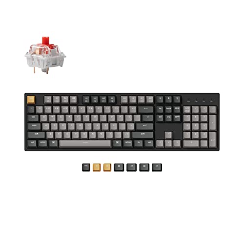 C2 Pro Wired Qmk/Via Mechanical Keyboard Full Size Layout Custom Programmable Macro Rgb Backlit With K Pro Red Switch Oem Profile Double-Shot Pbt Keycaps For Mac Windows Linux