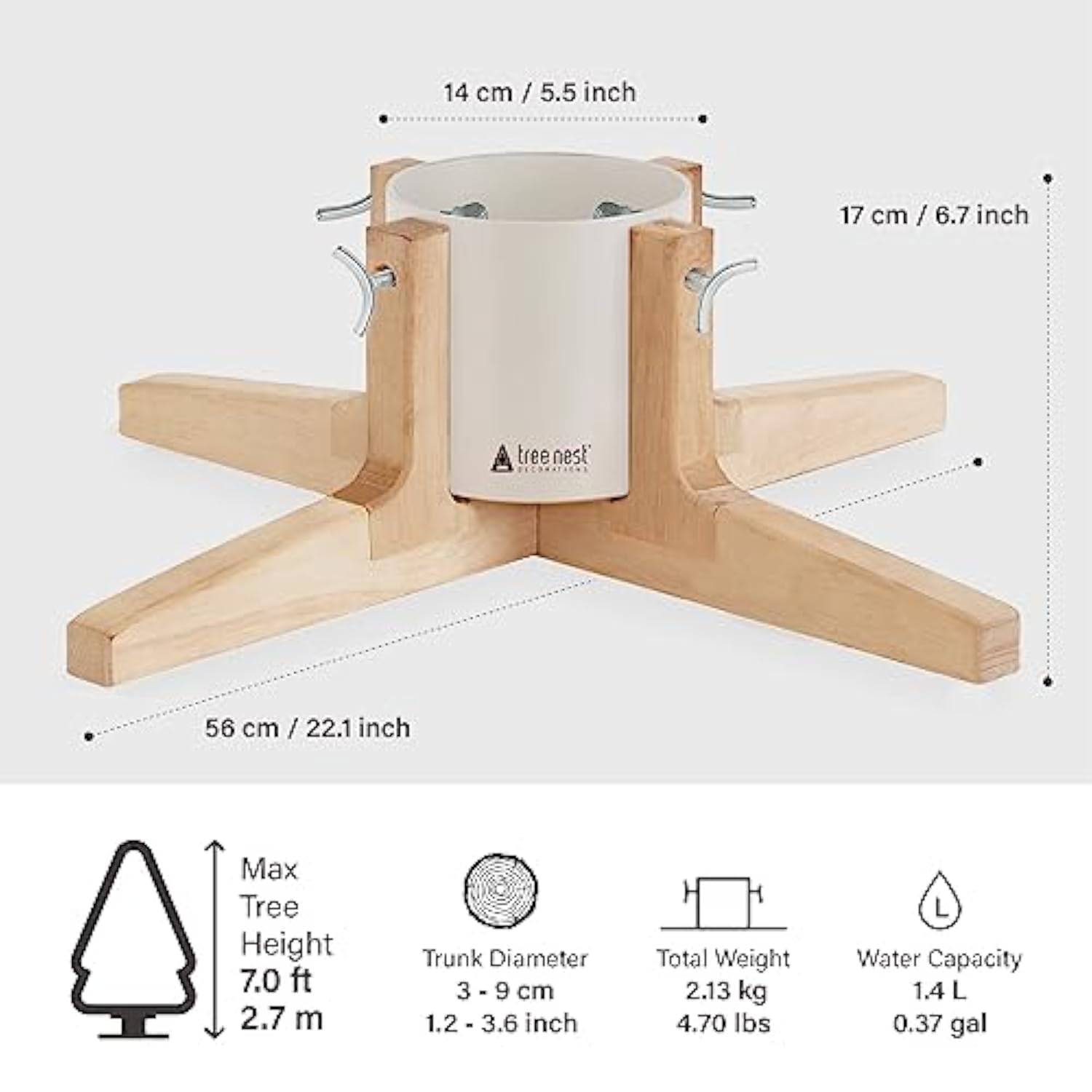 Christmas Tree Stand Base For 7Ft Real Tree Sliver Christmas Tree Holder Stable For Xmas Tree Decoration Rustic (White,Medium)