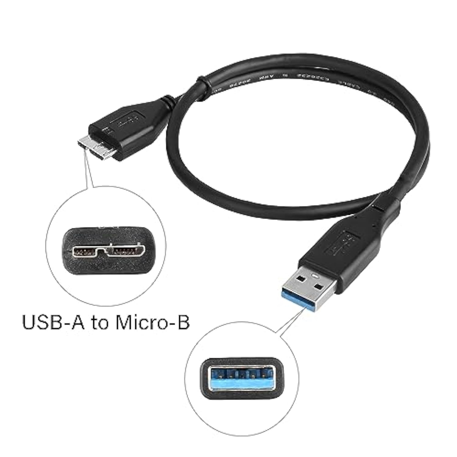 Usb 3.0 Hard Drive Cable, Usb-A To Micro B Cable Compatible With Samsung Galaxy S5, Note 3, Note Pro 12.2, Camera, Wd Toshiba Seagate Hard Drive And More Usb 3.0 5Gbps Data Transfer Cord 3.3Ft