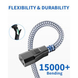 Power Cord-3 Prong Power Cable 10A 250V Ac Power Cable 6.6Ft/2M Nylon Braided Replacement 3 Pin Power Cord For Computer, Monitor, Printer,Tv, Pc,Projector,Power Supply Cable