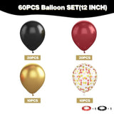 Black Burgundy Gold Balloon,60 Pcs 12 Inches Metallic Gold Burgundy Confetti Balloons For Party Birthday Decorations Birthday Balloons Baby Shower Engagement Party Supplies