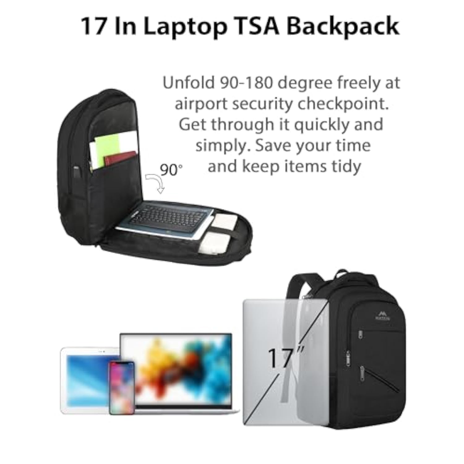 School Laptop Backpack, Large Tsa Friendly College Computer Bookbag With Laptop Compartment Fits 17 Inch Notebook, Water Resistant Business Work Travel Bag, Graduation Gifts For Men Women