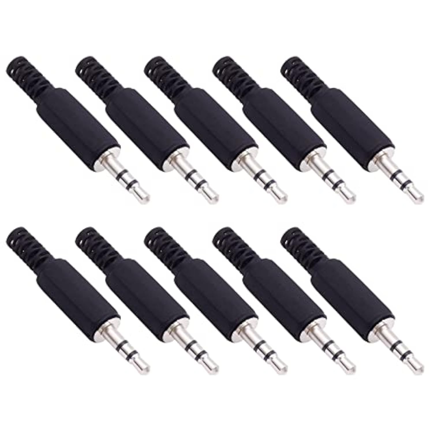 10-Pack 3.5Mm 1/8" Replacement Repair Jack Trs Stereo Male Plug Adapter 3.5Mm Solder Type Diy Audio Cable Connector For Speaker Headphone Headset Earphone Cable Repair