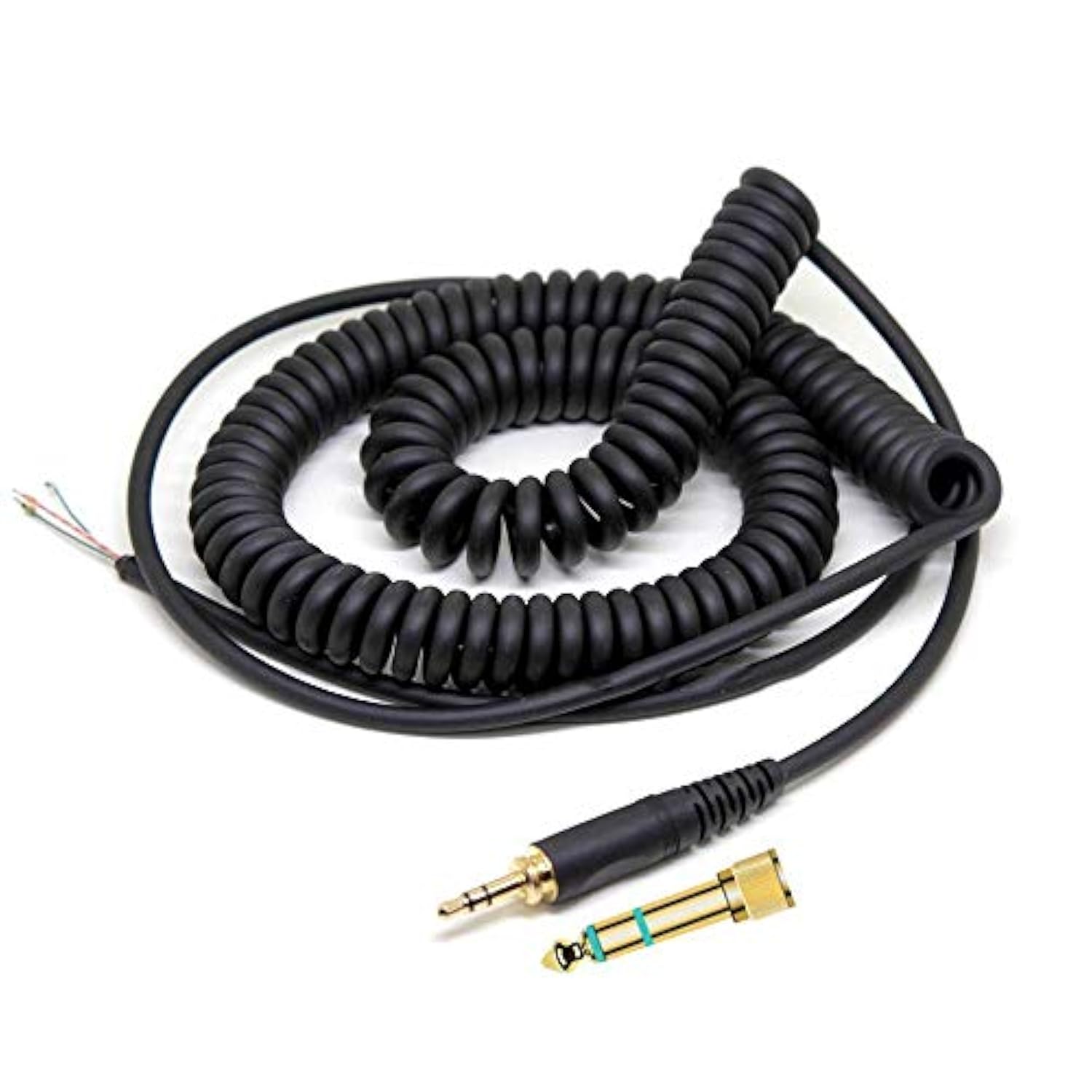 Coiled Repair Cable Replacement Spring Cord With Gold Plated Connectors Compatible With Sony Ath-M50 Ath-M50S Mdr-7506 7509 Mdr-V6 V6 V600 V700 V900 Headphones 1/4-Inch Adapter Included