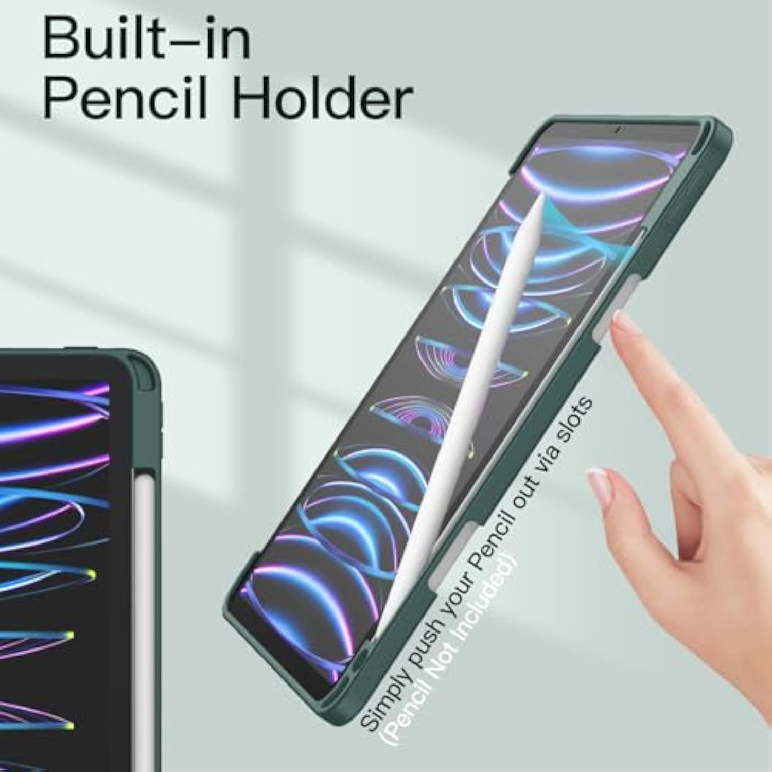 JETech Case for iPad Pro 11 Inch (2022/2021/2020/2018) with Pencil Holder, Cle
