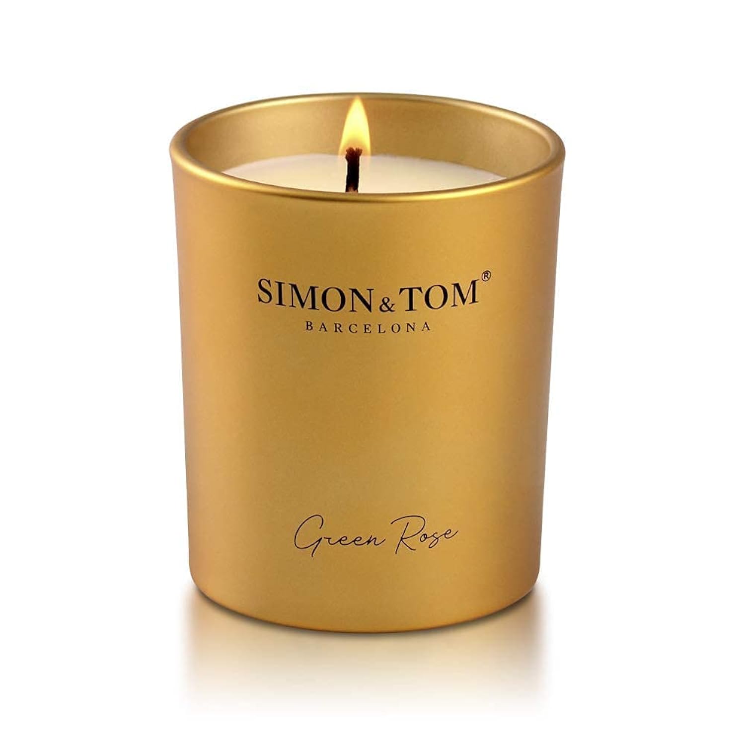 Simon&Tom Highly Scented Premium Green Rose Candle 10 Oz - 100 Hour Burn - Natural Organic Soy Wax - Aromatherapy Glass Candle Jar - Candle Jar With Matte Golden Gift Box For Home & Office - Vegan