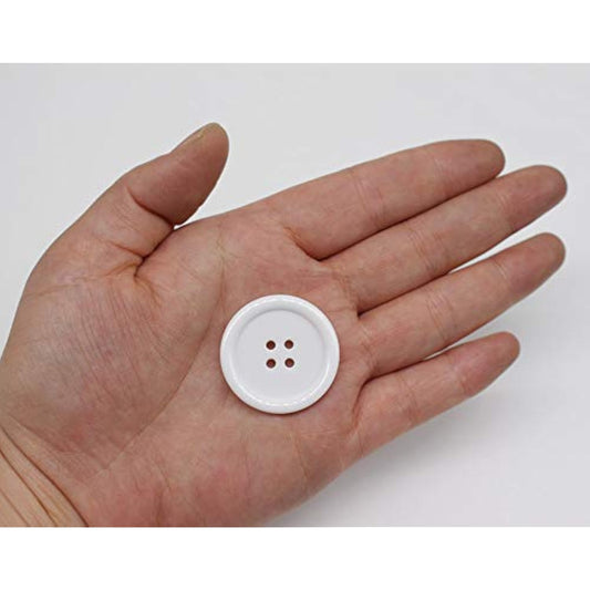 40Pcs 1 1/5 Inch (30Mm) Buttons White Resin Buttons For Diy Sewing Tai