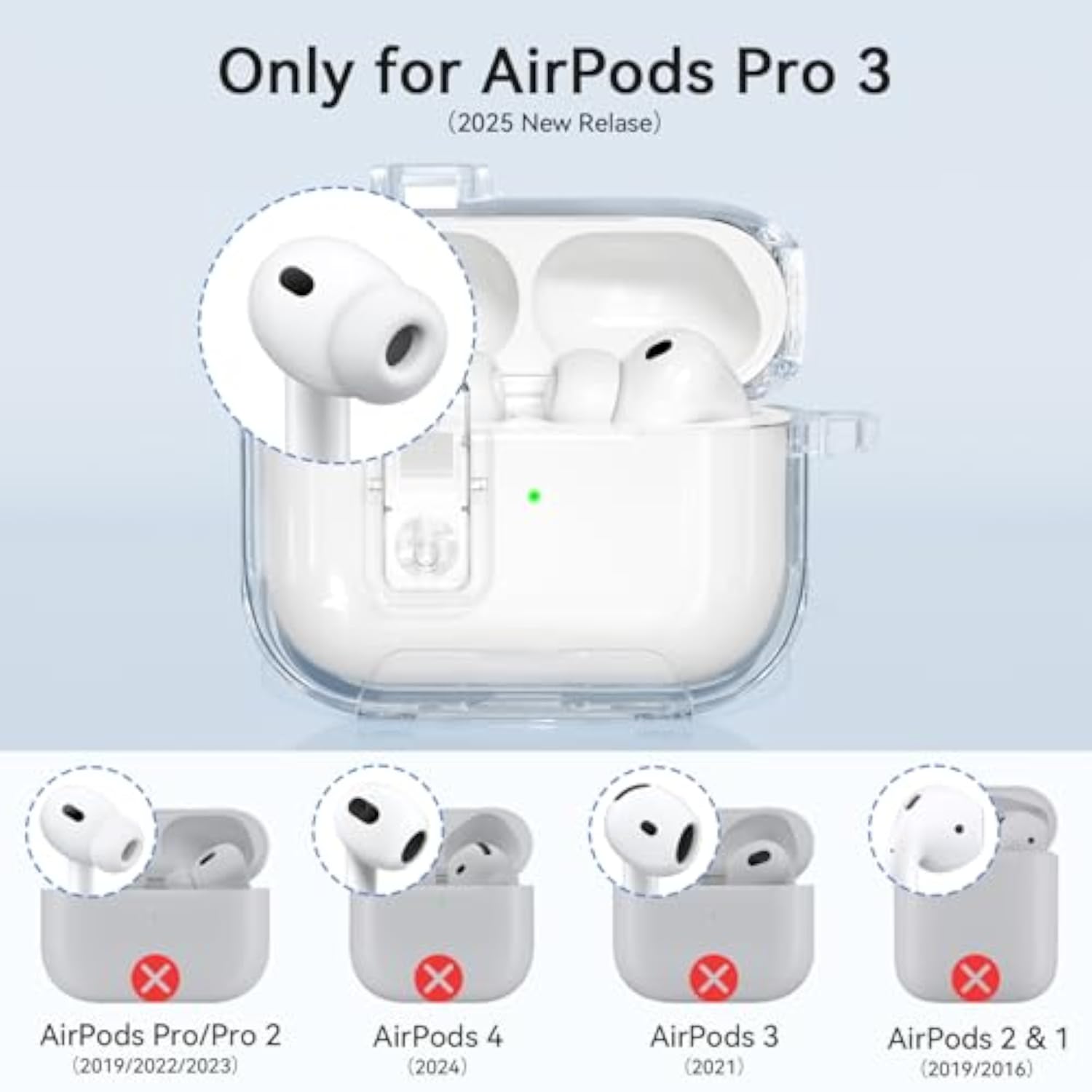 Clear AirPods Pro 3 Case with Secure Lock and Phone Stand, Compatible with 2025 Model