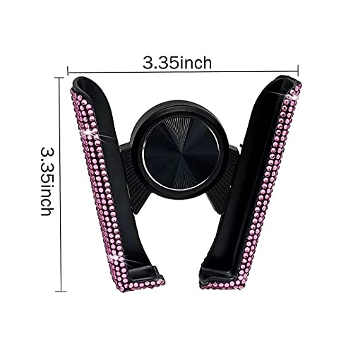 Bling Car Phone Holder, 360 Degrees Adjustable Crystal Auto Mount Holder for Dashboard,Windshield and Air Vent (Pink)