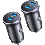 2 Pack Car Charger Usb C Cigarette Lighter Adapter For Iphone 16 [Mini All Metal] 60W Dual Port Usb C Car Charger, 12V Usb C Car Charger Cigarette Lighter Adapter For Iphone 16 15 14 13, Android