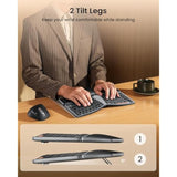 Bluetooth Ergonomic Keyboard Mouse, Ekm04 Mini Compact Wireless Ergo Keyboard Mouse Combo, Split Design, Wrist Rest, Multi-Device, Rechargeable, Compatible With Windows/Mac/Android