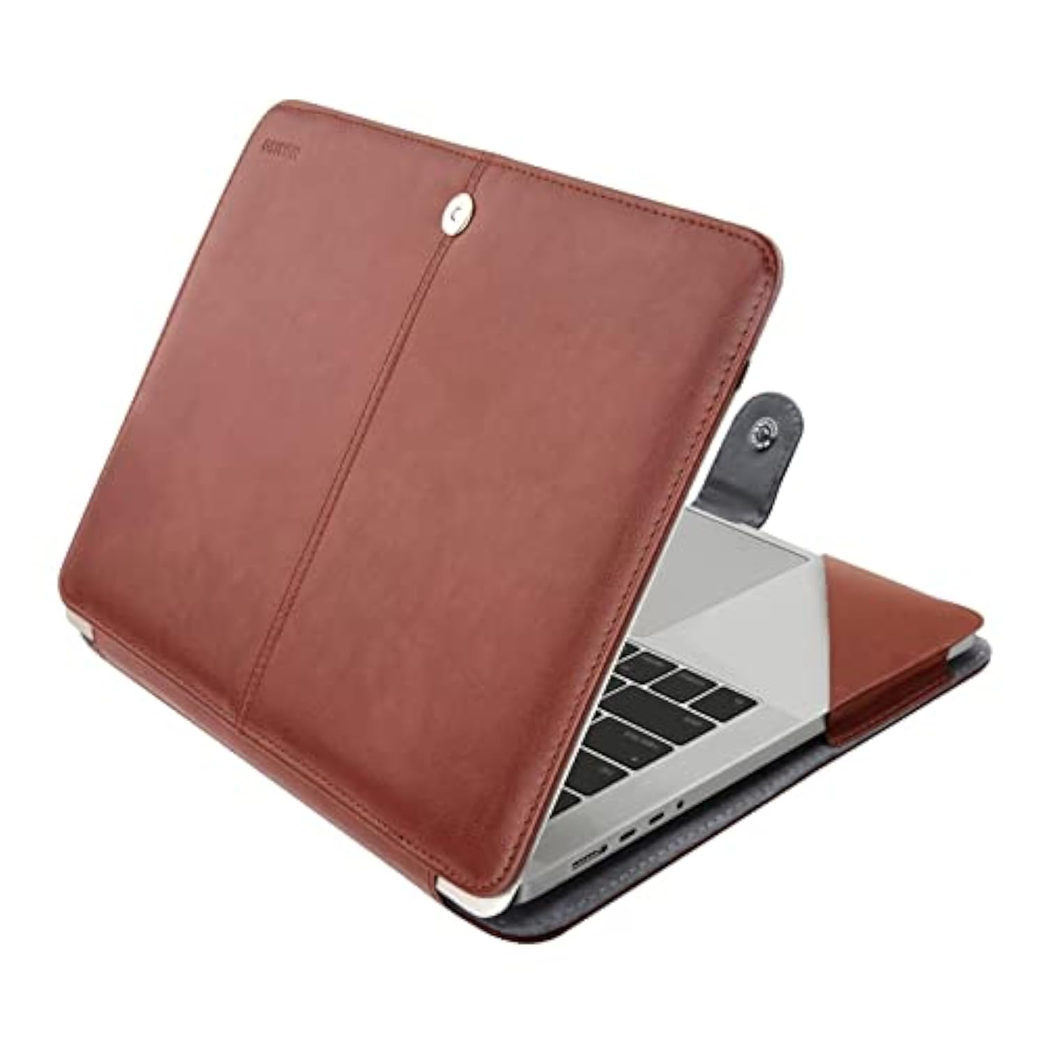 MOSISO Compatible with MacBook Pro 16 inch Case 2024 2023 2022 2021 M4 A3403 A3186 M3 A2991 M2 A2780 M1 A2485 Pro Max, PU Leather Folio Protective Stand Cover Sleeve, Brown