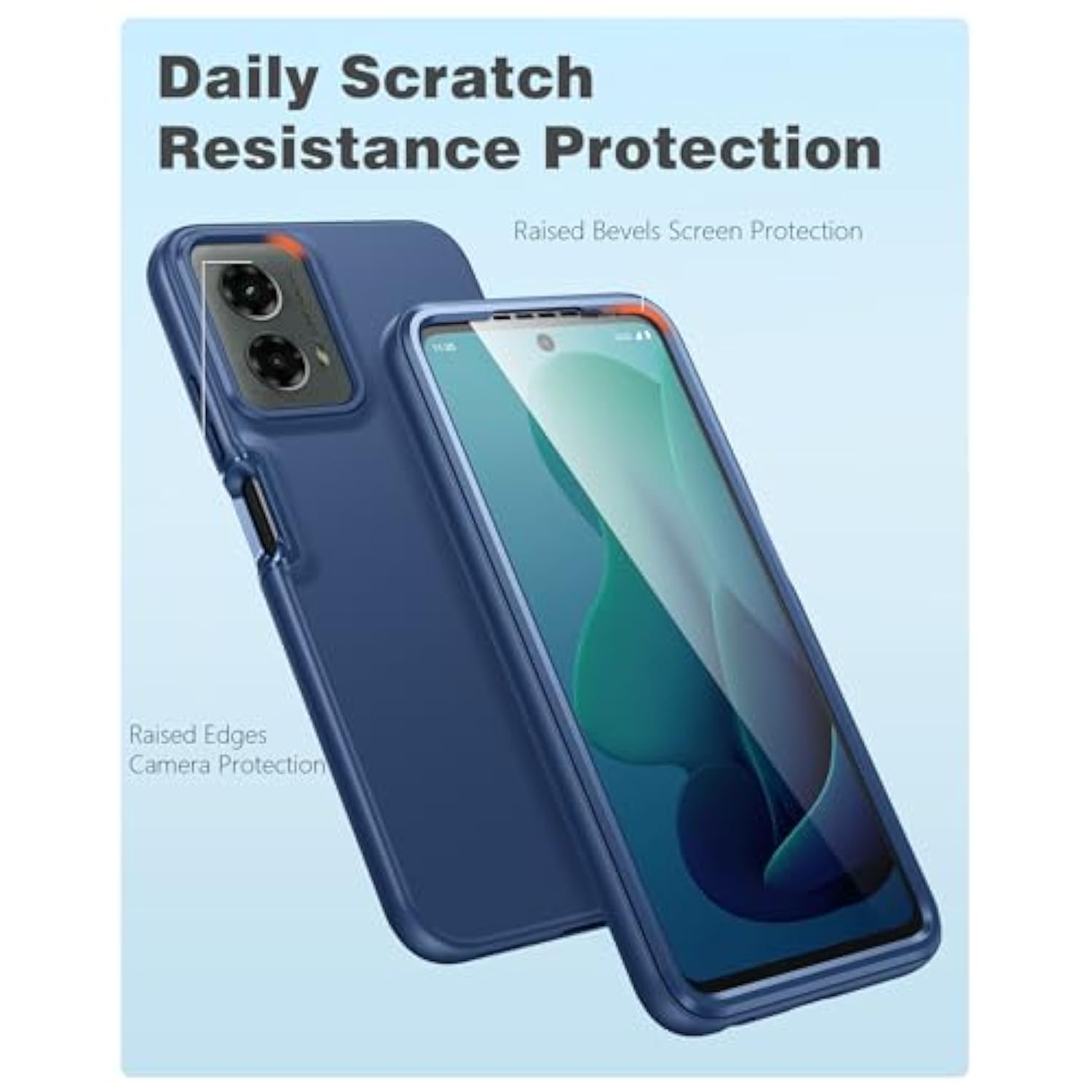 For Motorola Moto G-5G-2024 Case: Phone Case With Built-In Screen Protector Protective Silicone Cell Phone Cover Rugged Shockproof Full Body Slim Dual Layer Cover For Men Women Kids Blue