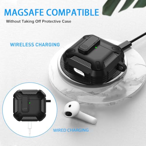 for AirPods 4 Case with Lock, AirPods 4th Generation Case Cover with Cleaner Kit Shockproof AirPod Gen 4 Protective Cases with Keychain Compatible
