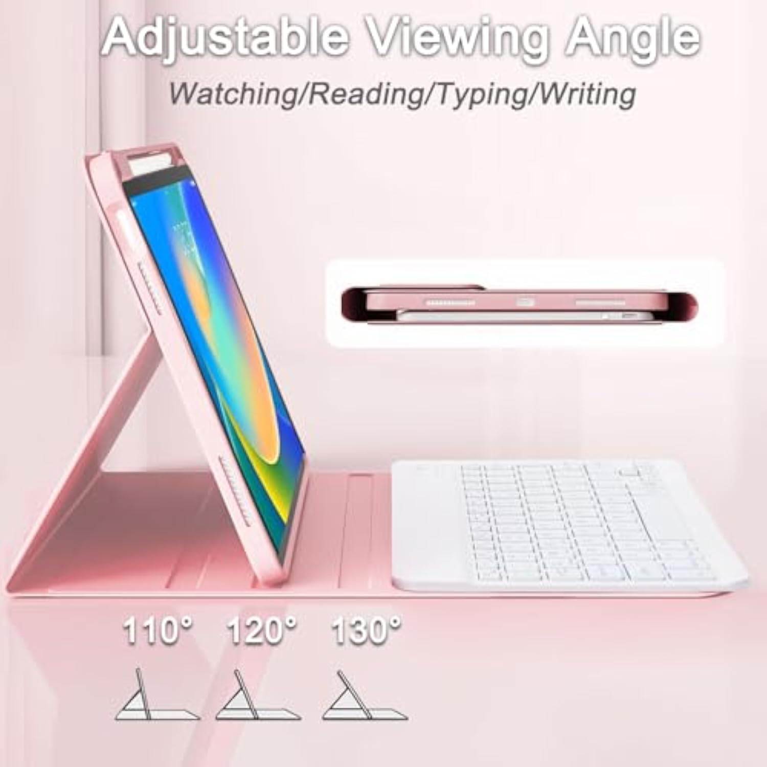 Keyboard Case For Ipad (A16) 11Th Gen 11 Inch 2025/ 10Th Gen 10.9? 2022, Wireless Rainbow Backlight Detachable Keyboard With Mouse, Thin & Light, Pencil Holder (Pink)
