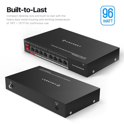 8-Port Poe+ Power Over Ethernet Poe Switch With Metal Housing, 8-Ports Poe+ 802.3Af/At 96W (Agps8E8P-At-96-V2)