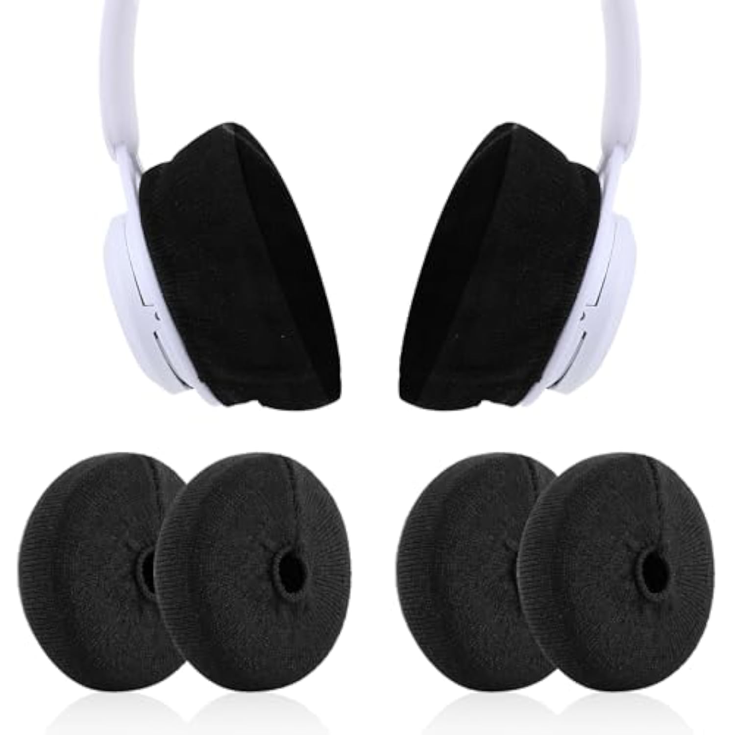 2 Pairs Earpads Sweater Cover Protectors, Stretchable Knit Fabric Headphone Sweat Earpads Covers Washable Ear Pads Protectors Compatible With Over-Ear Headsets, Fit 3.5" - 4.3" Ear Cushions