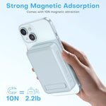 OMOTON Portable Charger Power Bank - 10000mAh Magnetic Fast Charging Battery Pack for iPhone 15 (Above 11 Series), LED Display Indicators and Foldable Stand- Blue