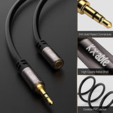 25Ft 3.5Mm Male To Female Auxiliary Audio Stereo Cable Extension - Gold Plated Connectors, Hi-Fi Sound, Black (With 5 Pcs Cable Ties)