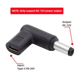 cablecc USB 3.1 Type C USB-C Female to DC 12V 5.5x2.1mm Plug 90 Degree Angled