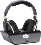Optical Wireless Headphones for TV Watching, Over-Ear Headphones for Seniors with Charging Dock and Volume Control, Plug and Play, Black