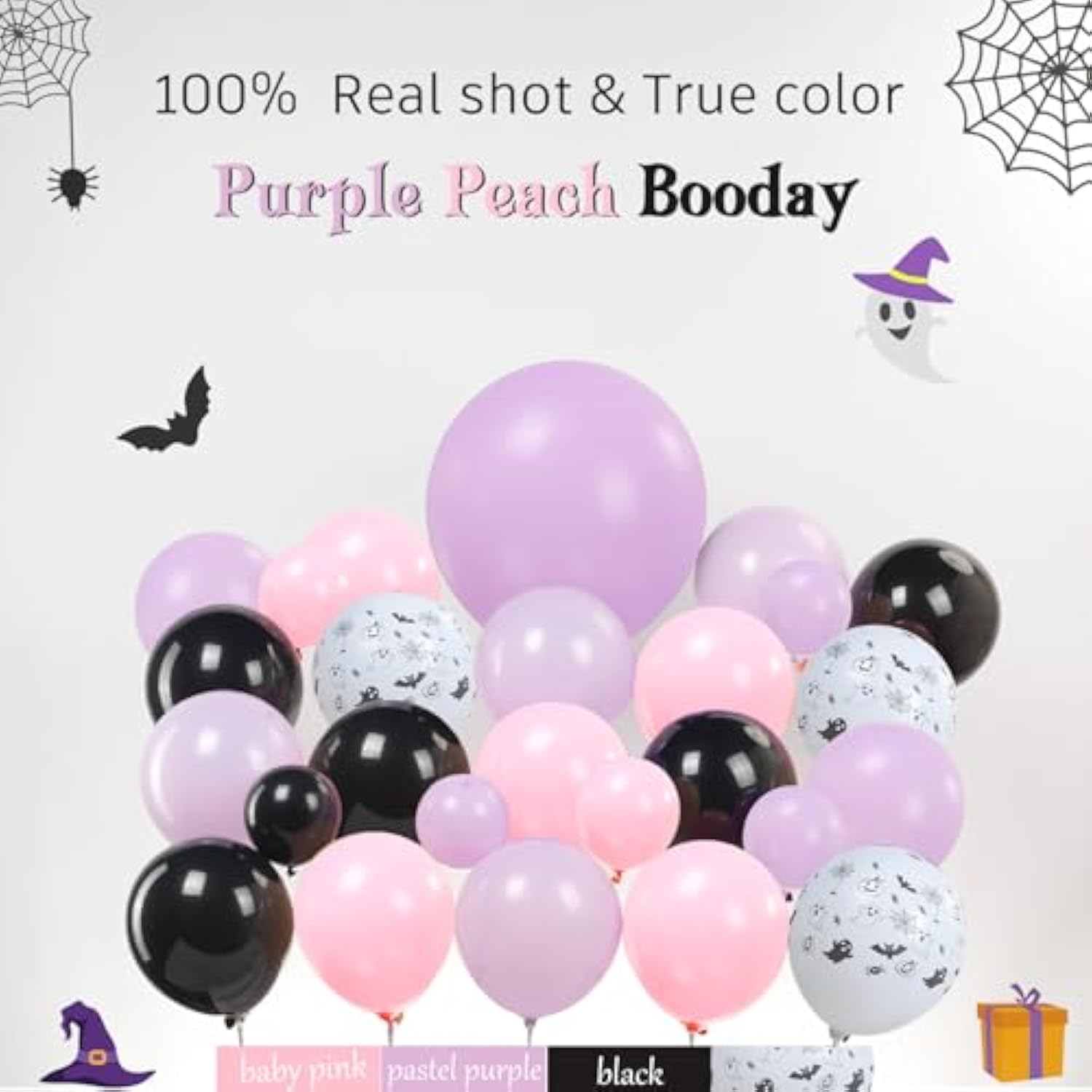 Little Boo Halloween Balloon Arch Kit Pink Purple Ghost Balloons for Baby Shower Party