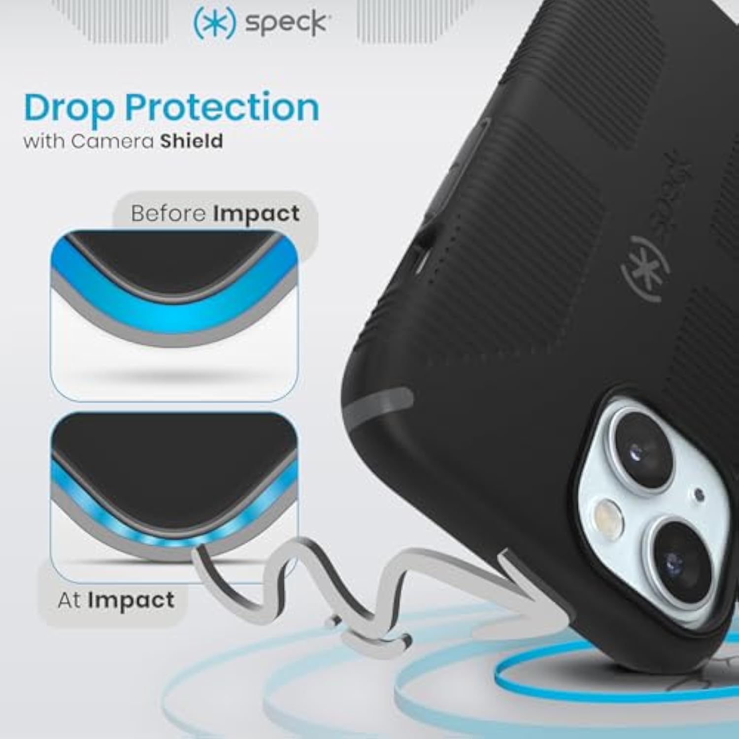 Speck iPhone 15 Case - Built for MagSafe, Drop Protection Grip – for iPhone 15 iPhone 14 & iPhone 13 - Scratch Resistant, Soft Touch, 6.1 Inch Phone Case - CandyShell Grip Black/Slate Grey