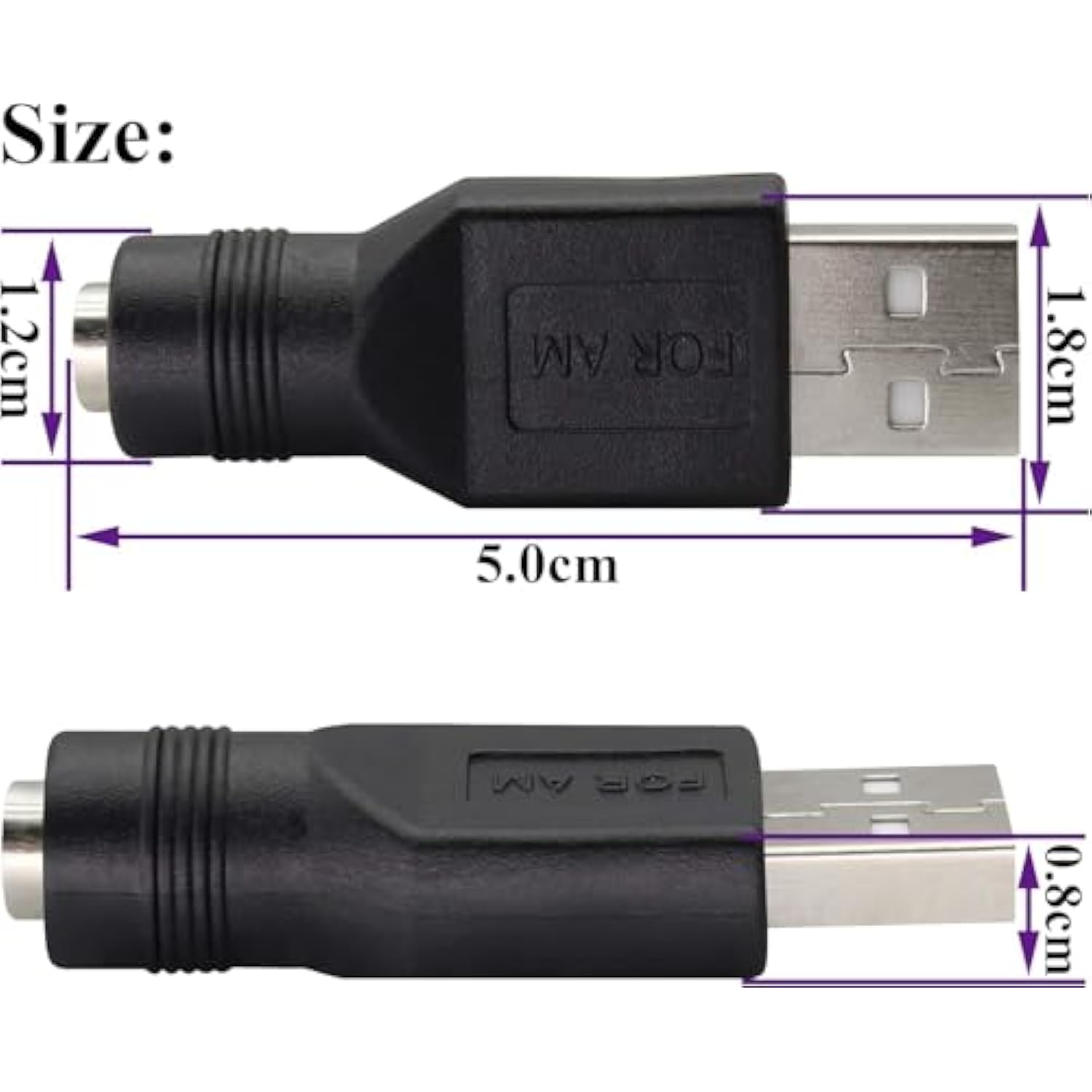 Usb To Dc Power Adapter, 2Pcs Usb 2.0 Male To Dc 5.5Mm X 2.1Mm Female 5V Connector Power Adapter For Usb Device And For Laptop Pc