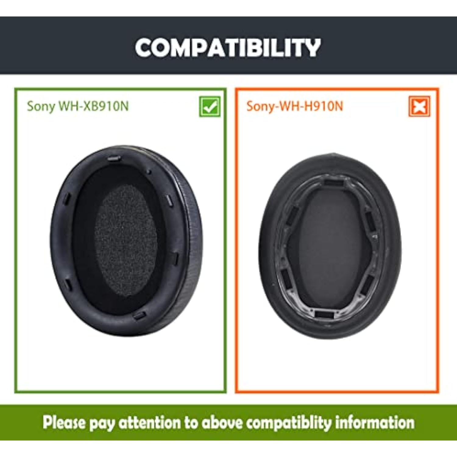 Replacement Earpads Cushion Compatible With Sony Wh-Xb910N Xb910N Headphones Premium Ear Pads With Softer Protein Leather/Memory Foam