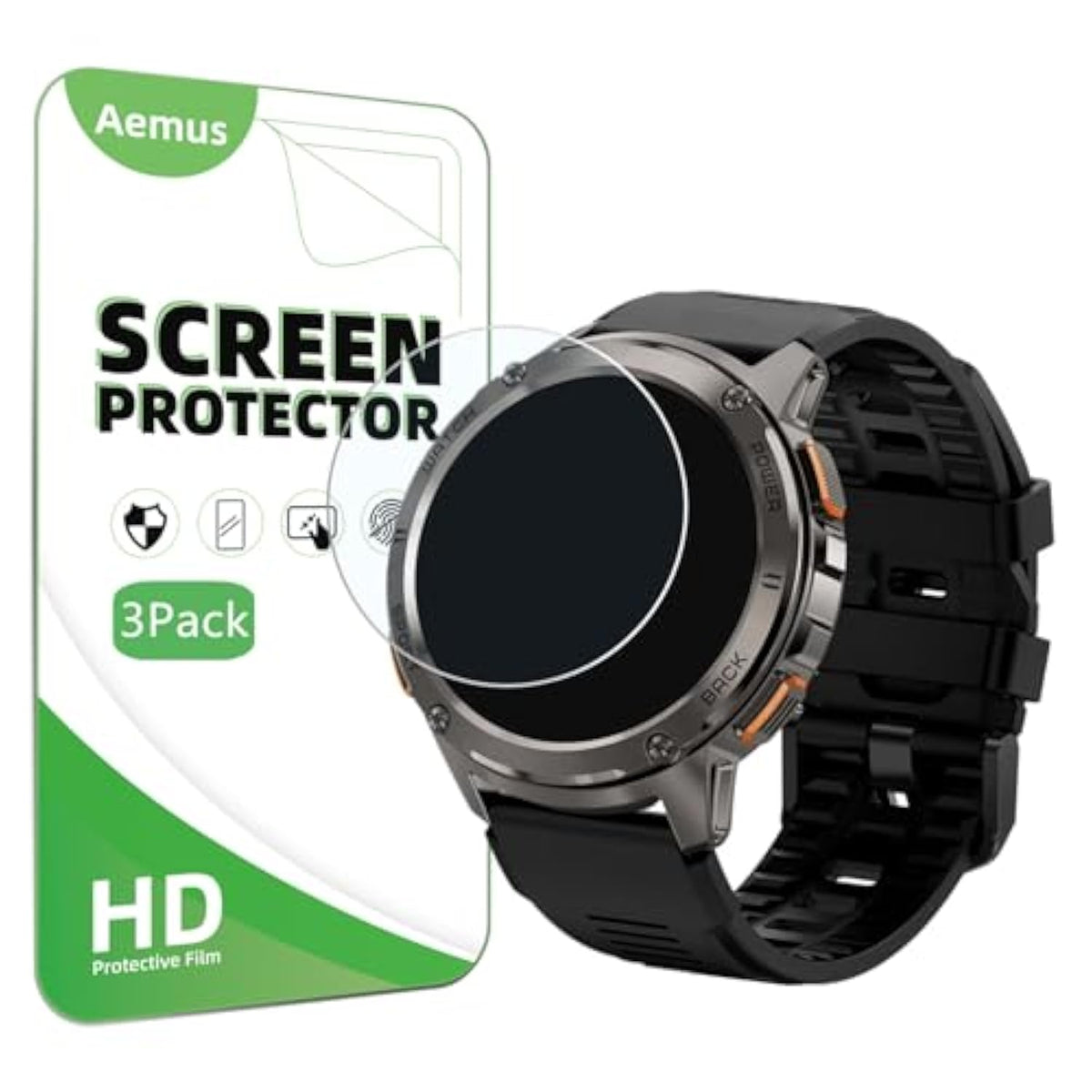 Screen Protector Compatible For Amaztim/Kospet Tank T3 Smart Watch 1.43" (3 Pack) For T3E Smart Watch Tempered Glass Protector
