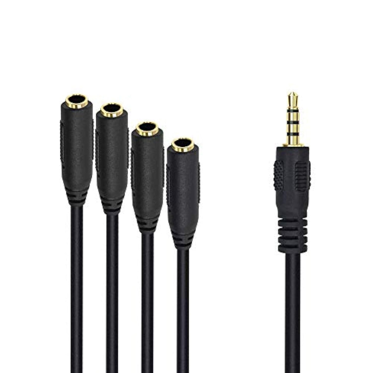 3.5Mm Splitter Mic And Audio Cable, 3.5Mm Headphone Splitter 1 To 4 Ways (1/8") Trrs Male To Female Aux Headphone Cable For Earphone & Headset Phone
