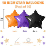 10Pc Halloween Foil Star Balloons – Purple Black Orange 18" Metallic Balloons