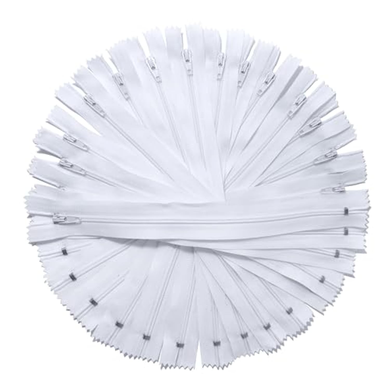 15 Inch Nylon Zipper For Sewing Crafts | 20 Zippers / Pack (White)