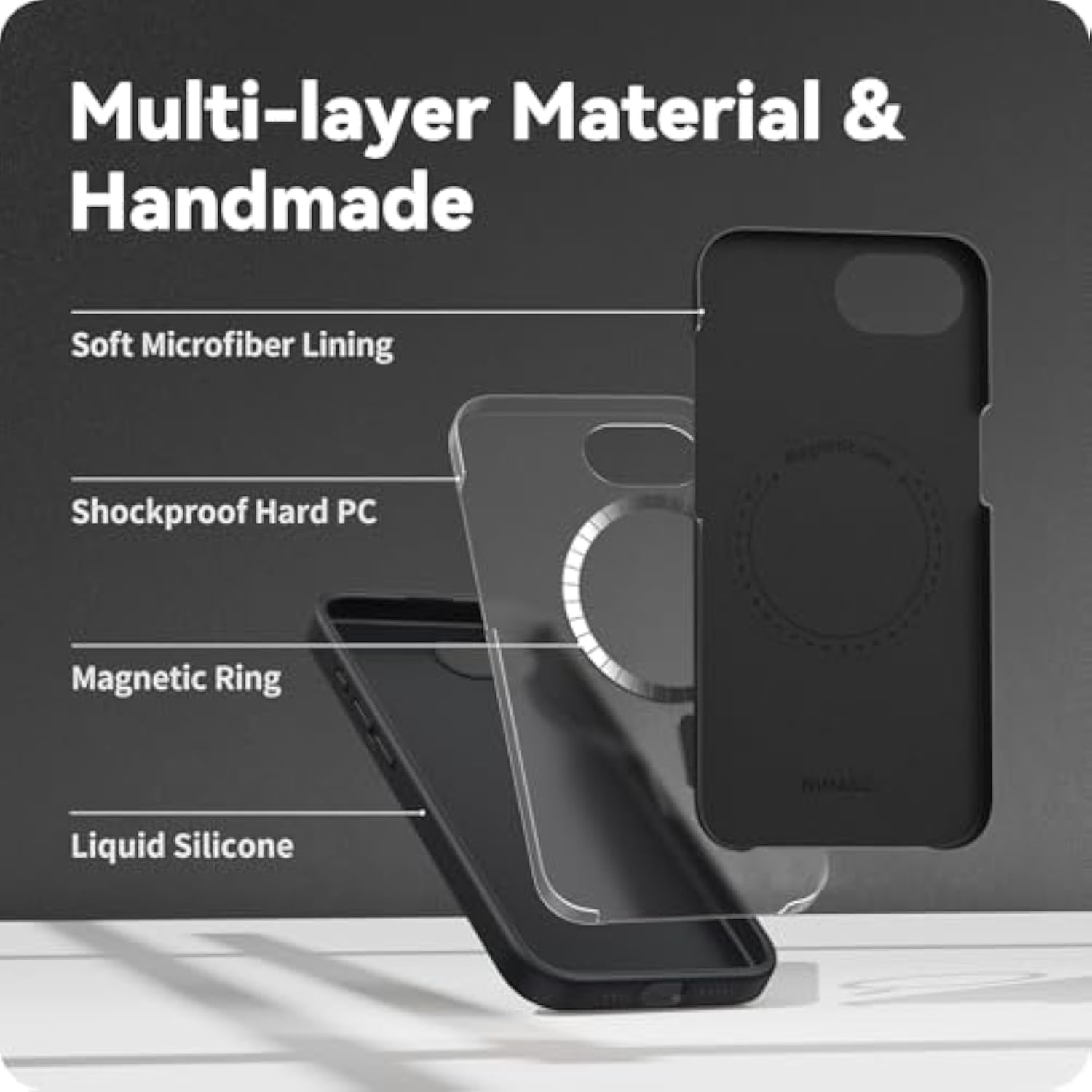 For 16E Phone Case Compatible With Magsafe, Magnetic Silicone Iphone 16E Case, Shockproof Military-Grade Protection, 6.1 Inch, Black