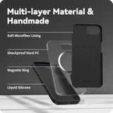 For 16E Phone Case Compatible With Magsafe, Magnetic Silicone Iphone 16E Case, Shockproof Military-Grade Protection, 6.1 Inch, Black
