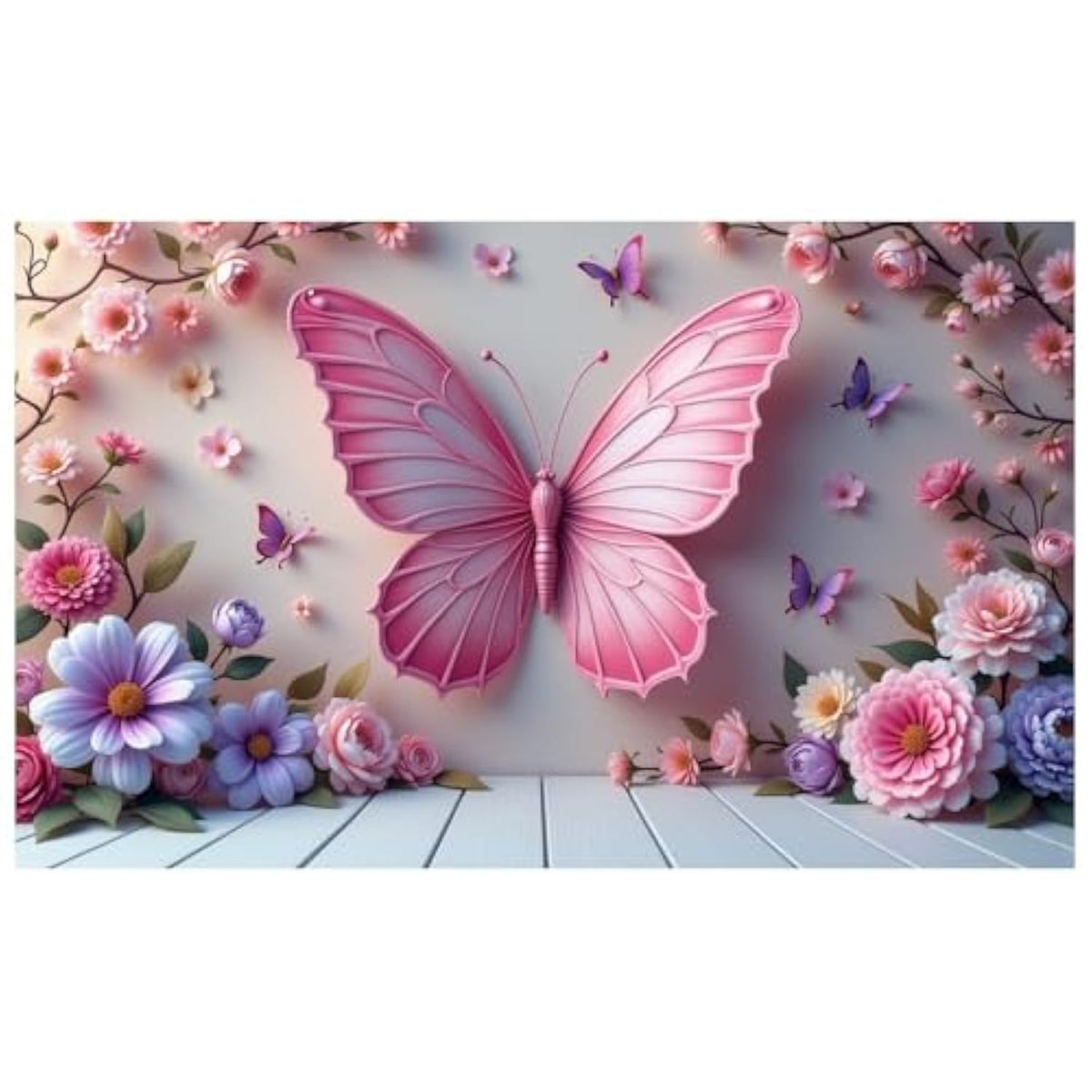 Spring Garden Party Decorations Butterfly Flower Banner Photography Background For Girls Women Bday Party Banner Backdrop Photo Booth Props Decor For Spring Wedding Garden Outdoor Indoor Supplies