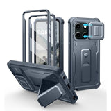 For Motorola Moto G Stylus-5G-2025 Case, [2 Front Frame] [Built-In Magnetic Slide Camera Cover] Heavy Duty Protection Shockproof Cover Case With Screen Protector Kickstand, 6.7 Inch Navy Blue