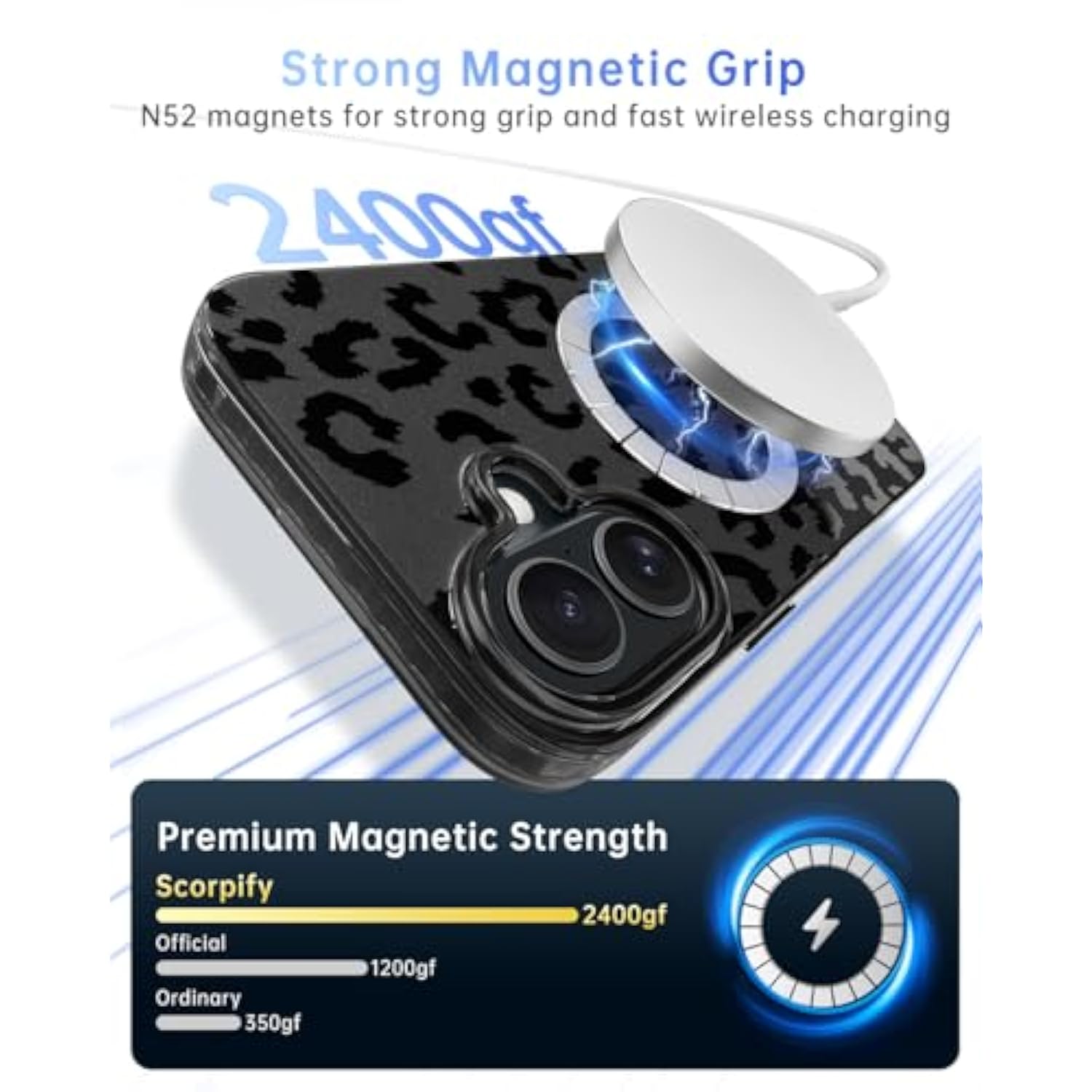 For Iphone 16 Case [Compatible With Magsafe] With Matte Black Leopard Cheetah Print Design, Cute Magnetic Phone Cover For Women Girls And Men, Slim Bumper With Stylish Pattern