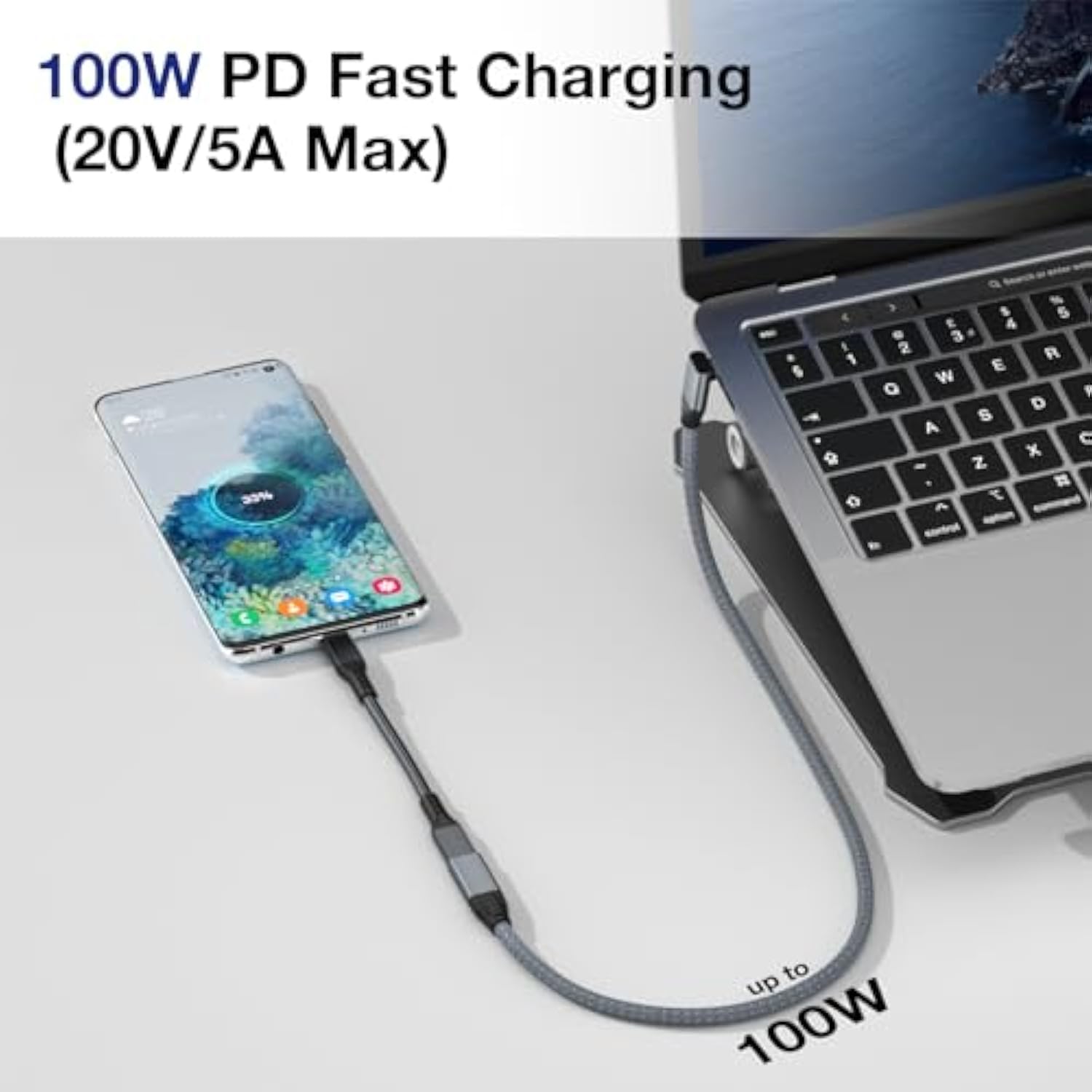 90 Degree Usb C Extension Cable 1Ft,Up&Down Pd 100W Usb 3.2 Gen2 20Gbps Type C