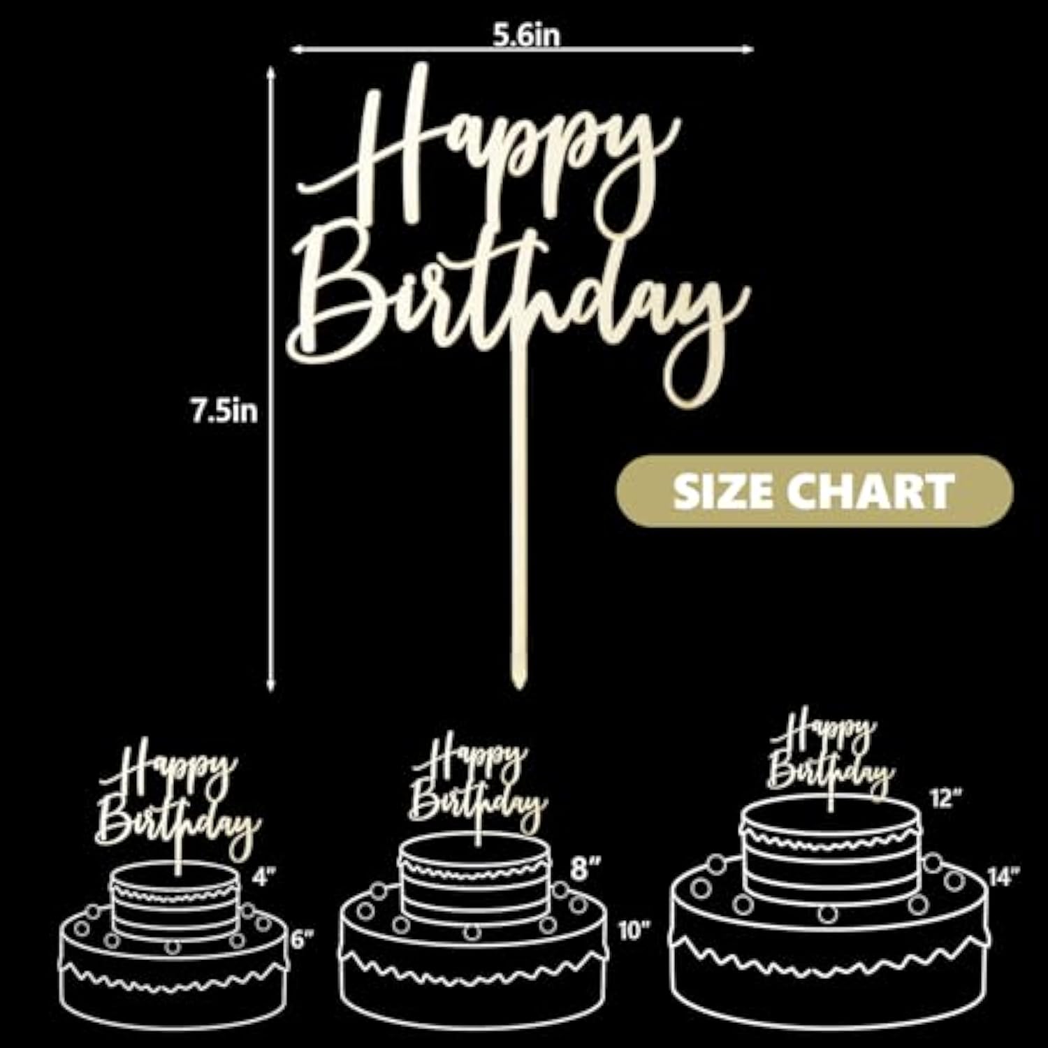 Wooden Happy Birthday Cake Toppers, Birthday Party Decoration Supplies, Premium Quality Decoration (Design 01)