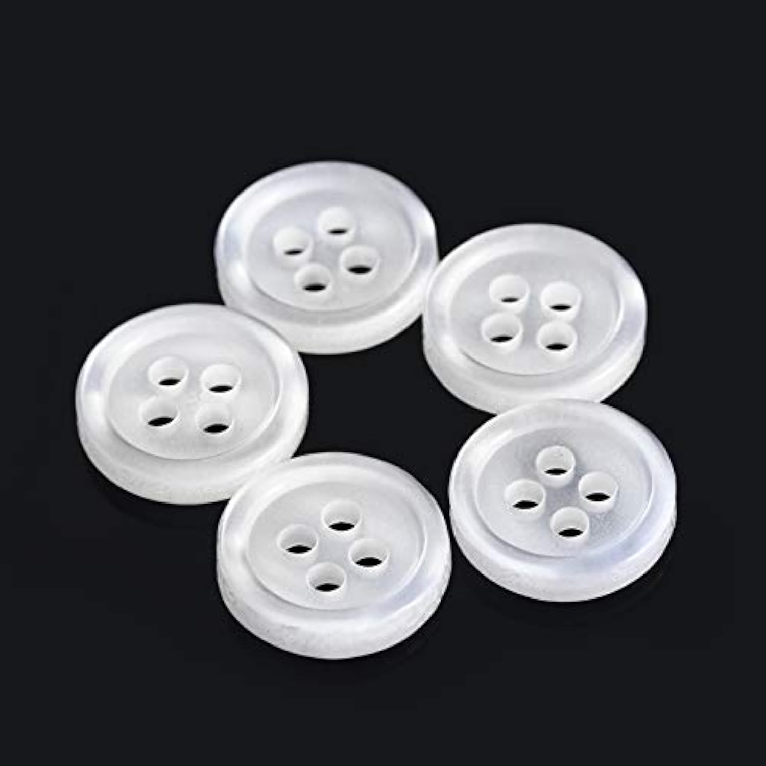 100Pcs Plastic White Buttons 4 Holes Clear Clothing Shirt Sewing Butto