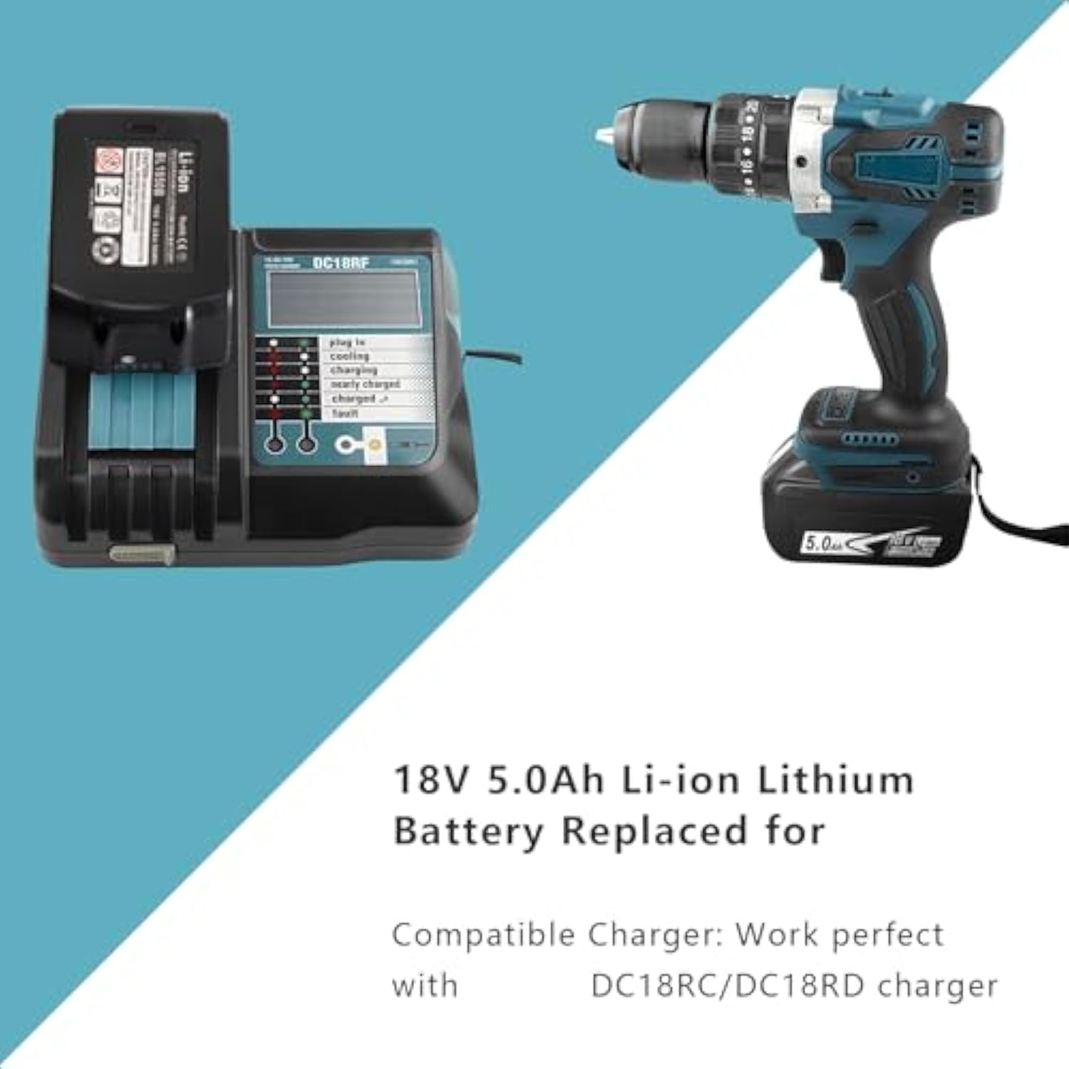 2Packs Upgraded 5.0Ah 18V Bl1850B With Led Replacement Lithium-Ion Battery Compatible With Makita 18 Volt Battery For Compatible Makita 18V Lithium-Ion Cordless Power Tools