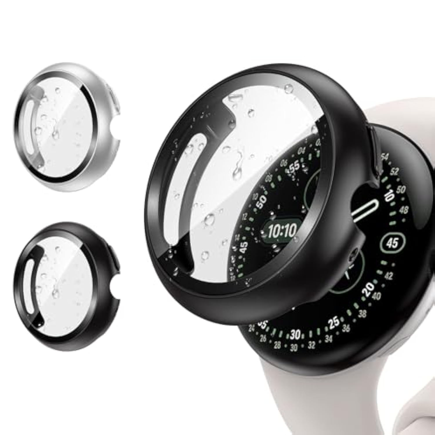 [2 Pack For Google Pixel Watch 4 45Mm (2025) Case With Built-In High Sensitive Screen Protector, Hard Pc Slim Face Cover Shockproof Protective Bumper For Google Pixel Watch