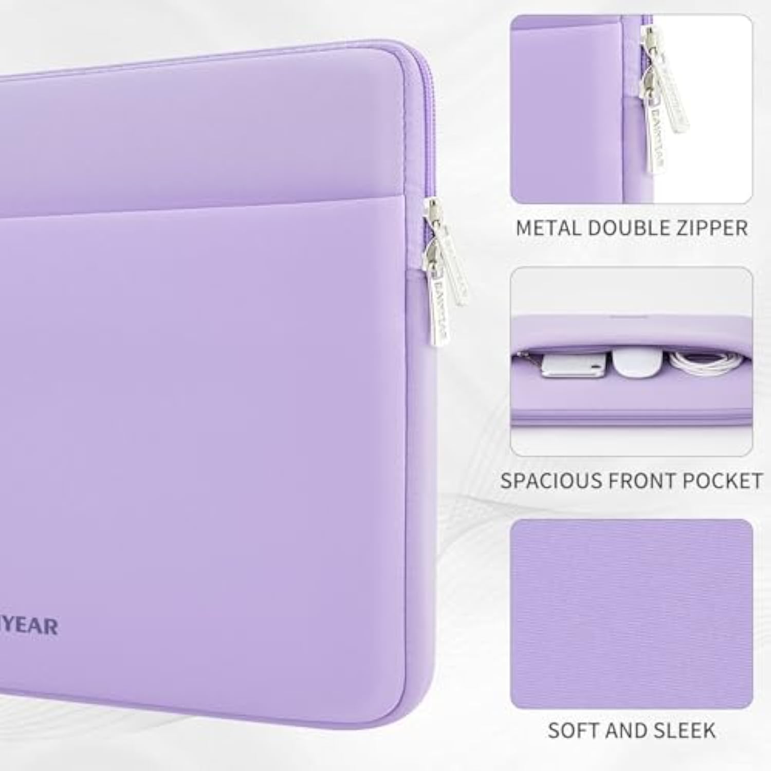 Rainyear Laptop Sleeve Case 13.3 Inch, Protective Portable Case With Front Pocket, Briefcase Handbag Laptop Bag Compatible With Macbook Air/Pro 13-13.3 Inch, Macbook Pro 14 Inch, Purple