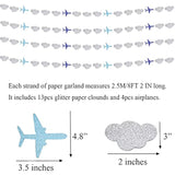 6pcs Glitter Airplane & Cloud Garland – Aviation Party Decor for Birthday, Baby Shower and More