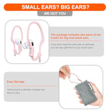 [2 Pairs] Ear Hooks For Airpods Pro 2, 1 & Airpods 4, 3, 2, 1, [Adjustable] Ergonomic Design Anti Slip, Comfortable Fit Silicone Clip For Running Sports [Added Velvet Storage Pouch] – Pink