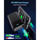 Portable Charger Power Bank 50000Mah, Usb-C Pd 30W And Qc 4.0 Fast Charging External Battery Pack With 4 Outputs & 2 Inputs, Digital Display Phone Charger For Iphone 15/14/13/12/11, Samsung, Android